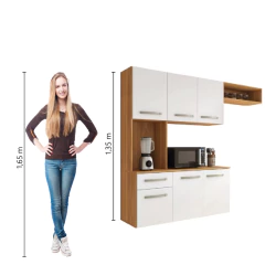 Armário de Cozinha Completa Suspenso com Balcão 6 Portas 1 Gaveta Luna Aramóveis — foto 6