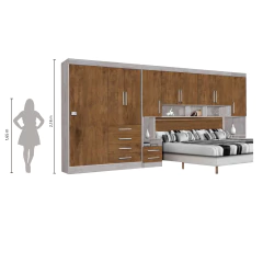 Guarda Roupas Modulado Georgia Para Cama Box 1,58M Queen Avelã / Jequitibá J&A Móveis — foto 5