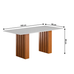 Conjunto de Mesa Sala de Jantar Ripada Tampo com Vidro Santiago 1,80m 6 Cadeiras Grécia Dobuê — foto 4