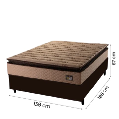 Cama Box Casal Colchão Espuma D33 Pillow Top Van Gogh 138x188x67cm Marrom Hellen - Suporta até 120kg — foto 3