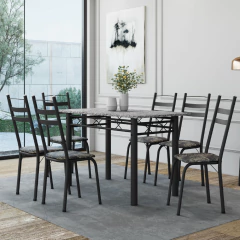 Conjunto De Mesa Sala de Jantar Leia Com 6 Cadeiras Tubular Granito 1,40m Artefamol — foto 3