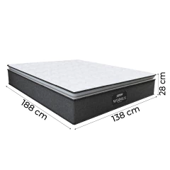 Cama Box Casal Desmontável com Colchão Molas Ensacadas Pillow Maximus 138x188cm Cinza/Branco — foto 4