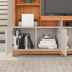 Estante Home Theater Para TV Até 70 Polegadas 2,10m Atlanta Madeirado / Off White Caemmun — foto 7