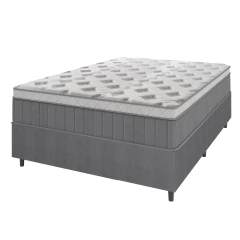 Cama Box Casal Colchão Molas Ensacadas Ômega 138x188x70cm Cinza / Branco Hellen - Suporta até 110kg — foto 1