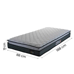 Colchão Solteiro Espuma D33 Pillow Top Millenium 88x188x19cm Cinza/Branco Hellen - Suporta até 120kg — foto 2