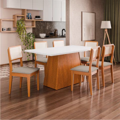 Conjunto Sala de Jantar Mesa 1,60m Trento 6 Cadeiras Santiago Dobuê — foto 2