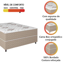Cama Box Casal Conjugada Ortopédico Alpha Espuma 138x188x52cm Bege / Branco Hellen — foto 4