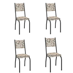 Conjunto Com 4 Cadeiras Tubular Diana Preto Fosco Assento Cedro Artefamol — foto 1
