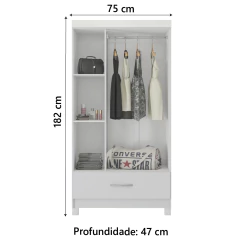 Guarda Roupas Solteiro 3 Portas 1 Gaveta Branco Prince Demóbile — foto 3