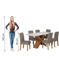 Conjunto de Mesa Sala de Jantar Tampo com Vidro 1,80m Grécia 6 Cadeiras Trieste Dobuê — foto 12