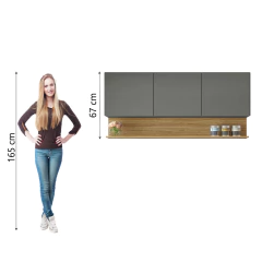 Armário Aéreo de Cozinha 3 Portas com Nicho 1,50m Line Kit's Paraná — foto 6
