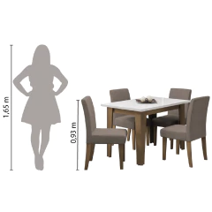 Conjunto de Mesa Sala de Jantar Miami com 4 Cadeiras Trieste Suede 1,20m Cedro — foto 6