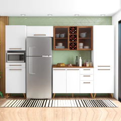 Armário De Cozinha Completa Vidro Reflecta Com Adega 9 Portas 4 Gavetas Favorita — foto 2