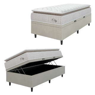 Cama Box Baú Colchão Solteiro Molas Ensacadas City Pillow Top 88x188x64cm Hellen