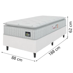 Cama Box Solteiro Colchão Espuma D45 Lazio Pillow Top 88x188x62cm Hellen — foto 4