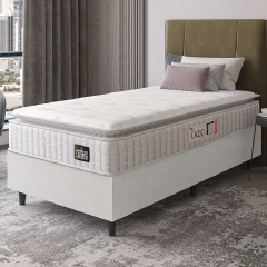 Cama Box Solteiro Colchão Espuma D45 Lazio Pillow Top 88x188x62cm Hellen — foto 2