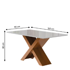 Conjunto de Mesa Sala de Jantar Tampo com Vidro 1,60m 6 Cadeiras Grécia Dobuê — foto 3
