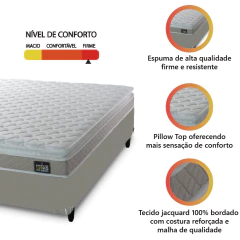 Cama Box Casal Queen Colchão Espuma D33 Pillow Top Millenium 158x198x57cm Suede Hellen — foto 5