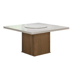 Mesa Amsterdã Tampo Giratório Dobuê Cedro / Off White 1,36m — foto 1
