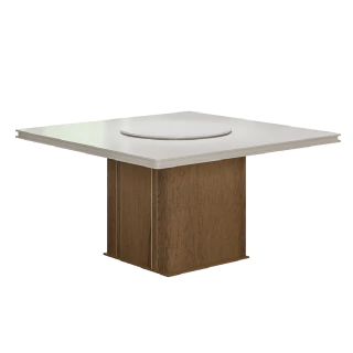 Mesa Amsterdã Tampo Giratório Dobuê Cedro / Off White 1,36m