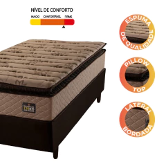 Cama Box Solteiro Colchão Espuma D33 Pillow Top Van Gogh 88x188x67cm Marrom Hellen — foto 5