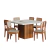Conjunto Sala de Jantar Amsterdã New c/ Mesa Tampo Giratório 6 Cadeiras Santiago Madeirado/Off White