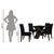 Imagem do Conjunto Mesa Preto Dubai 1,35m Mdf Com 4 Cadeiras Castanho
