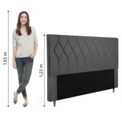Cabeceira Estofada Para Cama Box Casal Queen Miami de 1,60m Suede Dobuê — foto 5