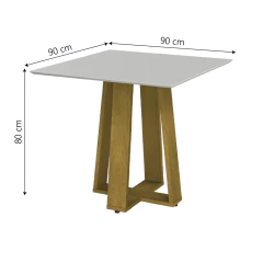 Mesa Athenas 0,90x0,90 Dobuê Carvalho/Off White — foto 2