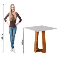 Mesa para Sala de Jantar Athenas Quadrada Madeirado/Off White Dobuê — foto 4