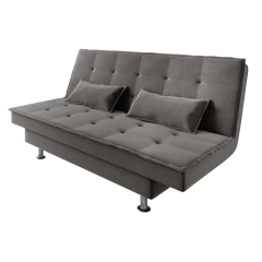 Sofá Cama 3 Lugares 1,84m Andradas Veludo Suede Cinza Mamflex — foto 1
