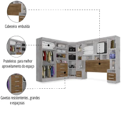 Dormitório Completo Georgia J&A Avelã / Jequitibá Para Cama Box 1,38M Casal — foto 5