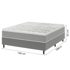 Cama Box Casal Molas Ensacadas Pillow Top 138x188x63cm Martino Cinza Umaflex — foto 3