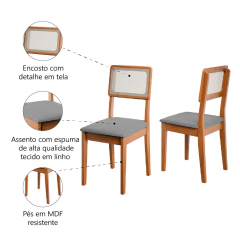Conjunto 2 Cadeiras Encosto em Tela Sala de Jantar Santiago Dobuê — foto 7