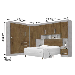 Dormitório Completo Georgia J&A Avelã / Jequitibá Para Cama Box 1,38M Casal — foto 4