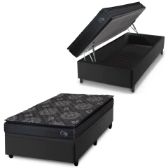 Cama Box Baú Solteiro Colchão Com Molas Ensacadas City Pillow Top 88x188x64cm Hellen — foto 1