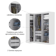 Quarto Modulado de Canto Madrid com 5 Portas e 2 Gavetas Maxel — foto 4