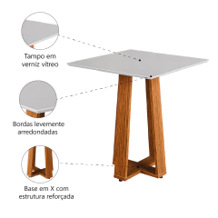 Mesa para Sala de Jantar Athenas Quadrada Madeirado/Off White Dobuê — foto 3