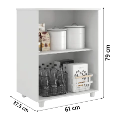 Armário Balcão de Cozinha Multiuso 2 Portas Denver Branco — foto 3