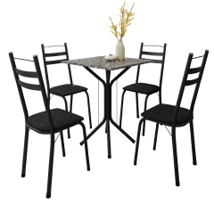 Conjunto De Mesa Sala de Jantar Com 4 Cadeiras Leia Tubular Granito Artefamol — foto 2