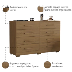 Cômoda 8 Gavetas Évora Aramóveis — foto 11