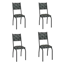 Conjunto Com 4 Cadeiras Tubular Diana Preto Fosco Assento Mosaico Artefamol — foto 1