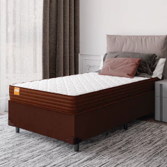 Cama Box Solteiro Colchão Molas Qatar 88x188x60cm Marrom / Branco — foto 2