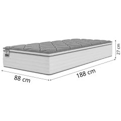 Cama Box Solteiro Colchão Molas Com Pillow Max Force 88x188x65cm Inducol — foto 4