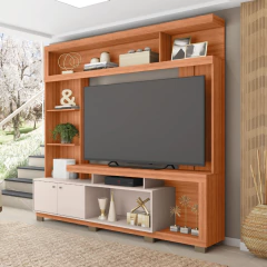 Estante Home Theater Para TV Até 70 Polegadas 2,10m Atlanta Madeirado / Off White Caemmun — foto 2