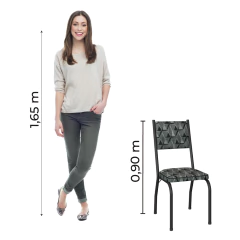 Conjunto Com 4 Cadeiras Tubular Diana Preto Fosco Assento Mosaico Artefamol — foto 4