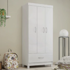 Guarda Roupas Solteiro 3 Portas 1 Gaveta Branco Prince Demóbile — foto 2