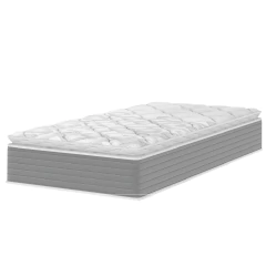 Colchão Solteiro Molas Ensacadas Pillow Top Martino 88x188x25cm Marrom/Branco Umaflex — foto 1