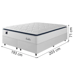 Cama Box Casal King Colchão Molas Ensacadas Com Pillow Sevilha 193x203x71cm Branco/Cinza Hellen — foto 3