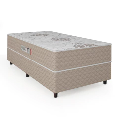 Cama Box Solteiro Conjugada Ortopédico Alpha Espuma 88x188x52cm Bege / Branco Hellen — foto 1